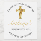 Elegant White Gold Cross First Communeption Wijn Etiket (Enkel label)