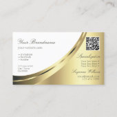 Elegant White Gold Decor met Logo- en QR-code Visitekaartje (Achterkant)