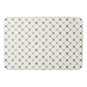 Elegant White & Gold Dot Grid Badmat