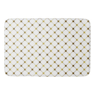 Elegant White & Gold Dot Grid Badmat