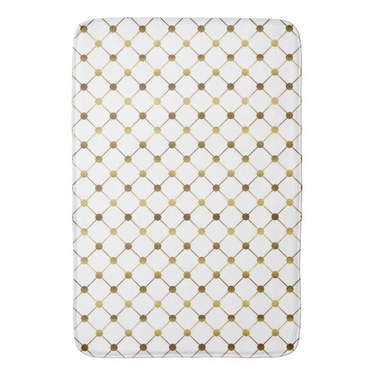 Elegant White & Gold Dot Grid Badmat (Voorkant Verticaal)