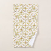 Elegant White Gold Dotted Flower Tile Pattern Bad Handdoek (Handdoek)