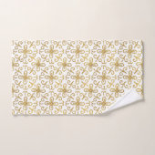 Elegant White Gold Dotted Flower Tile Pattern Bad Handdoek (Handdoek)