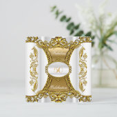 Elegant White Gold Fabulous 50th Birthday 2 Kaart (Staand voorkant)