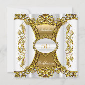 Elegant White Gold Fabulous 50th Birthday 2 Kaart (Voorkant)