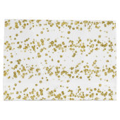 Elegant White & Gold Faux-Glitter Polka Dot. Groot Cadeauzakje (Achterkant)