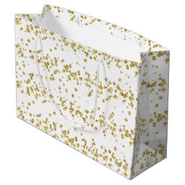 Elegant White & Gold Faux-Glitter Polka Dot. Groot Cadeauzakje