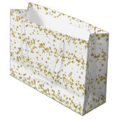 Elegant White & Gold Faux-Glitter Polka Dot. Groot Cadeauzakje (Voorkant Gekanteld)