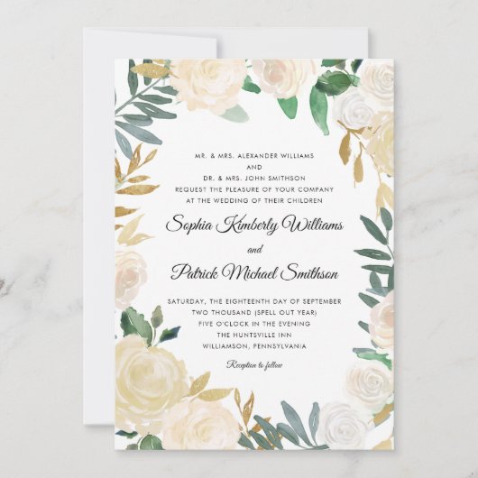 Elegant White Gold Floral | Alle ouders die Kaart (Voorkant)