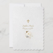 Elegant White Gold Floral Cross Girl Baptisme Kaart (Achterkant)