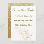 ELEGANT WHITE GOLD FLORAL CRYSTAL BEWAART DE DATUM (Voorkant / Achterkant)