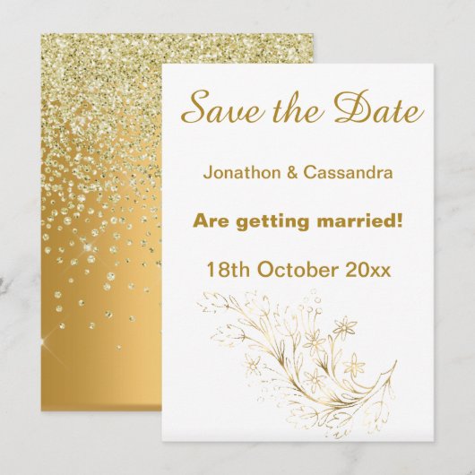 ELEGANT WHITE GOLD FLORAL CRYSTAL BEWAART DE DATUM (Voorkant / Achterkant)