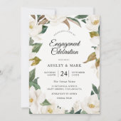 Elegant White Gold Floral Engagement Party Kaart (Voorkant)