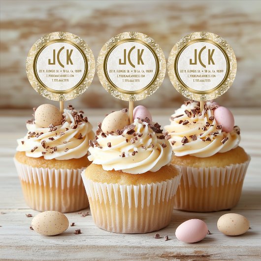 Elegant White & Gold Floral Lace Damaspatroonpatro Ronde Sticker