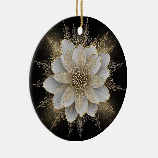 Elegant White & Gold Floral Ornament (Rechts)