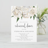 Elegant White Gold Floral Script Rehearsal Dinner Kaart (Staand voorkant)