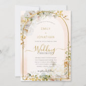 Elegant White Gold Floral Waterverf Wedding Kaart (Voorkant)