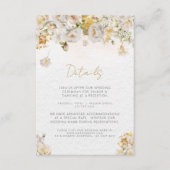 Elegant White Gold Floral Wedding Details Kaart (Voorkant)