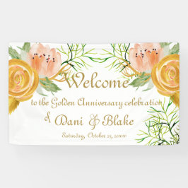Elegant White Gold Floral Welcome Banner