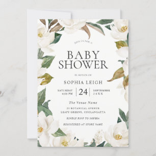 Elegant White Gold Flowers Boy of Girl Baby shower Kaart