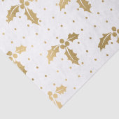 Elegant White & Gold Foil Kerstmis Holly Pattern Tissuepapier (Detail)