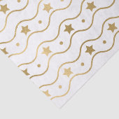 Elegant White & Gold Foil Kerststerren & Waves Tissuepapier (Detail)