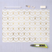 Elegant White & Gold Foil Kerststerren & Waves Tissuepapier (Craft)