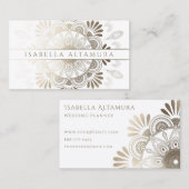 Elegant White & Gold Foil Mandala Visitekaartjes (Voorkant / Achterkant)