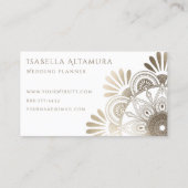Elegant White & Gold Foil Mandala Visitekaartjes (Achterkant)