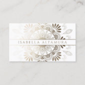 Elegant White & Gold Foil Mandala Visitekaartjes (Voorkant)