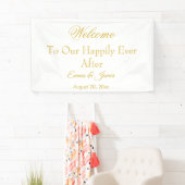 Elegant White Gold gelukkig altijd na het huwelijk Spandoek (Insitu)