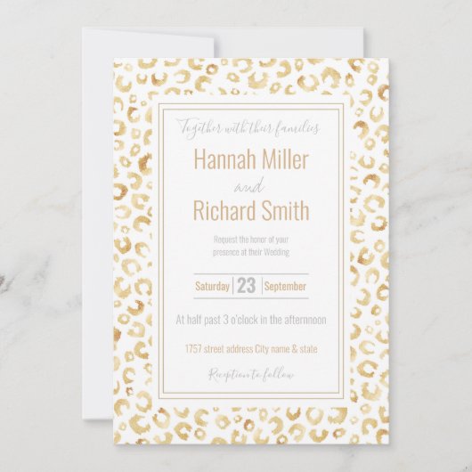 Elegant White Gold Glitter Leopard Animal Print (Voorkant)