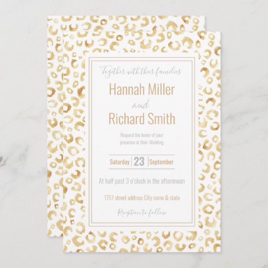 Elegant White Gold Glitter Leopard Animal Print (Voorkant / Achterkant)