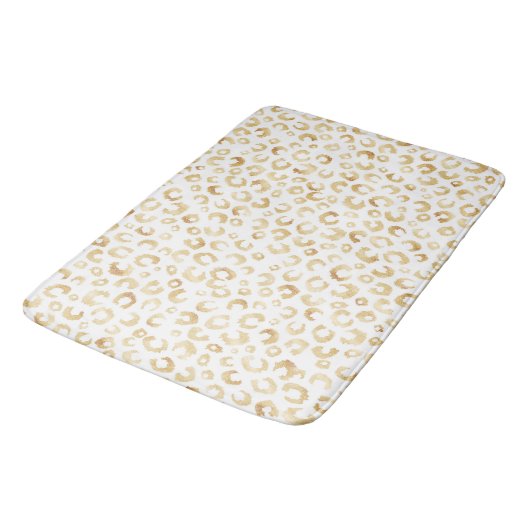 Elegant White Gold Glitter Leopard Animal Print Badmat (Gekanteld)