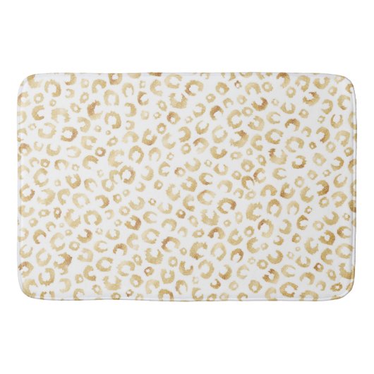 Elegant White Gold Glitter Leopard Animal Print Badmat (Voorkant)