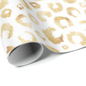 Elegant White Gold Glitter Leopard Animal Print Cadeaupapier (Rol Hoek)