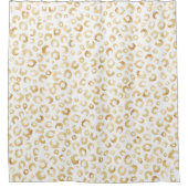 Elegant White Gold Glitter Leopard Animal Print Douchegordijn (Voorkant)