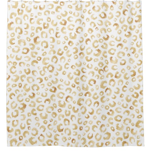 Elegant White Gold Glitter Leopard Animal Print Douchegordijn (Voorkant)