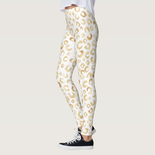 Elegant White Gold Glitter Leopard Animal Print Leggings (Links)