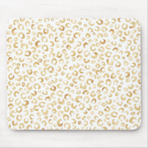 Elegant White Gold Glitter Leopard Animal Print Muismat