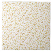 Elegant White Gold Glitter Leopard Animal Print Tegeltje (Voorkant)
