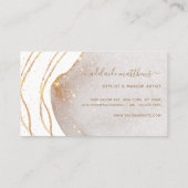 Elegant White Gold Glitter Signature Script Agate Visitekaartje (Achterkant)