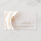 Elegant White Gold Glitter Signature Script Agate Visitekaartje (Voorkant)