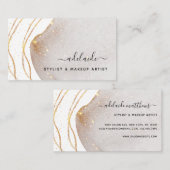 Elegant White Gold Glitter Signature Script Agate Visitekaartje (Voorkant / Achterkant)