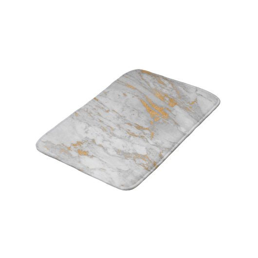 Elegant White Gold Grey Marble Badmat (Gekanteld)