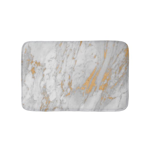 Elegant White Gold Grey Marble Badmat (Voorkant)