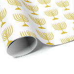 Elegant White Gold | Hanukkah | MENORAH Cadeaupapier<br><div class="desc">Elegant wit MENORAH-overlooppapier,  dat met faux gouden menorah in een betegeld patroon toont. Dit is een minimalistisch,  eenvoudig,  elegant ontwerp,  speciaal geschikt voor Hanukkah-cadeaubonen of -werk.</div>