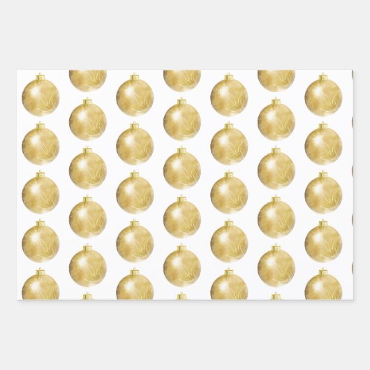 Elegant White Gold Kerstmis Inpakpapier Vel (Voorkant 3)