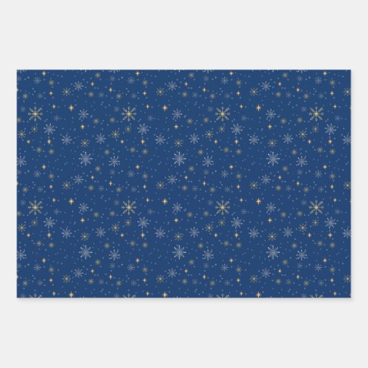 Elegant White Gold-kerstsnowflakes Inpakpapier Vel (Voorkant 2)