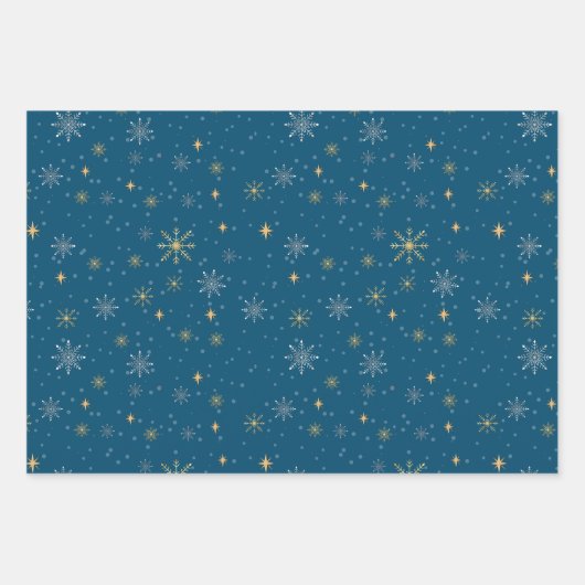 Elegant White Gold-kerstsnowflakes Inpakpapier Vel (Voorkant)